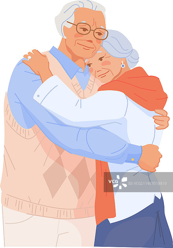 老年夫妇温馨拥抱图片素材