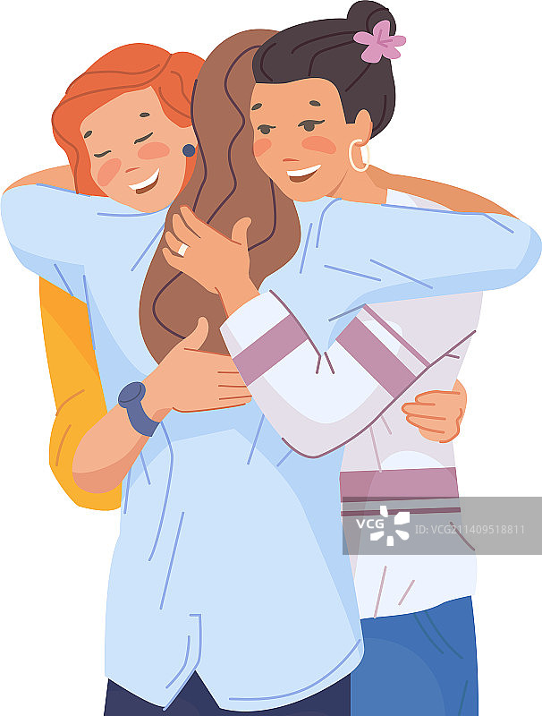 女士拥抱家人，幸福家庭关系图片素材