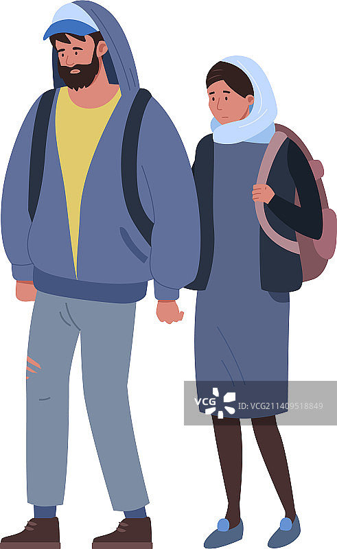 悲伤的穆斯林夫妇站在一起图片素材