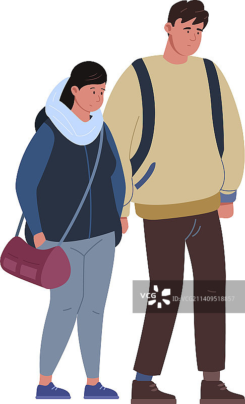 携带旅行包的悲伤人群（非法移民）图片素材