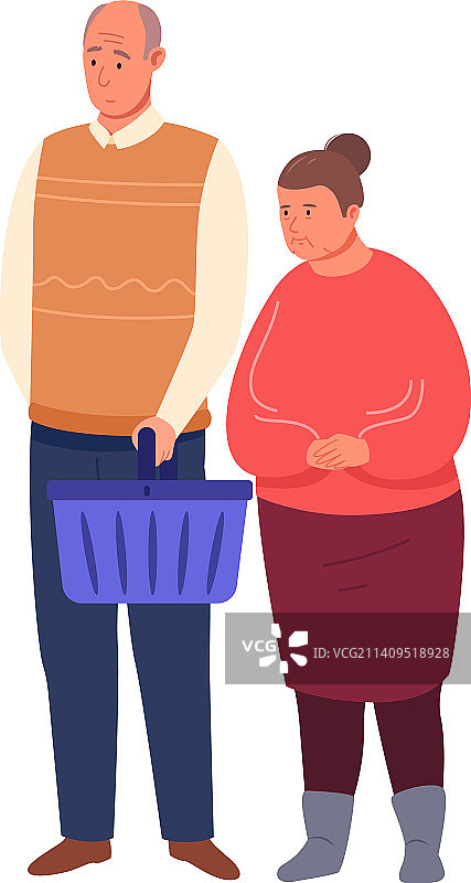 老年夫妇在收银台等待结账图片素材