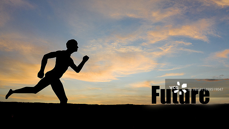 奔跑的人物剪影图片素材