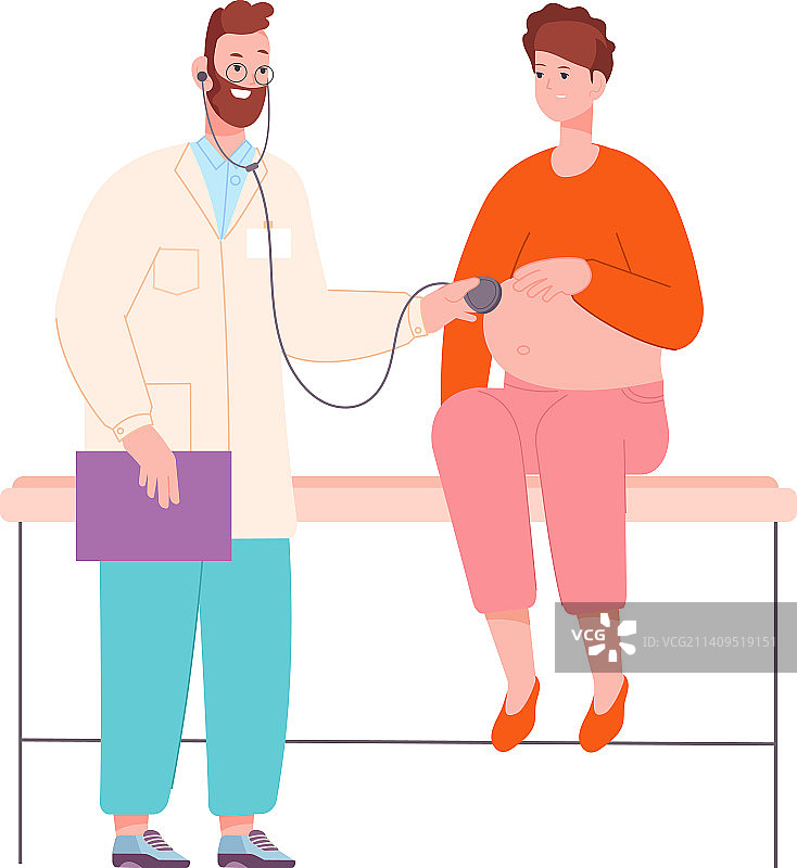 医生检查孕妇身体图片素材