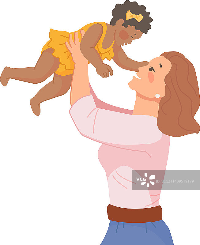 母亲抱着黑人女婴准备收养图片素材