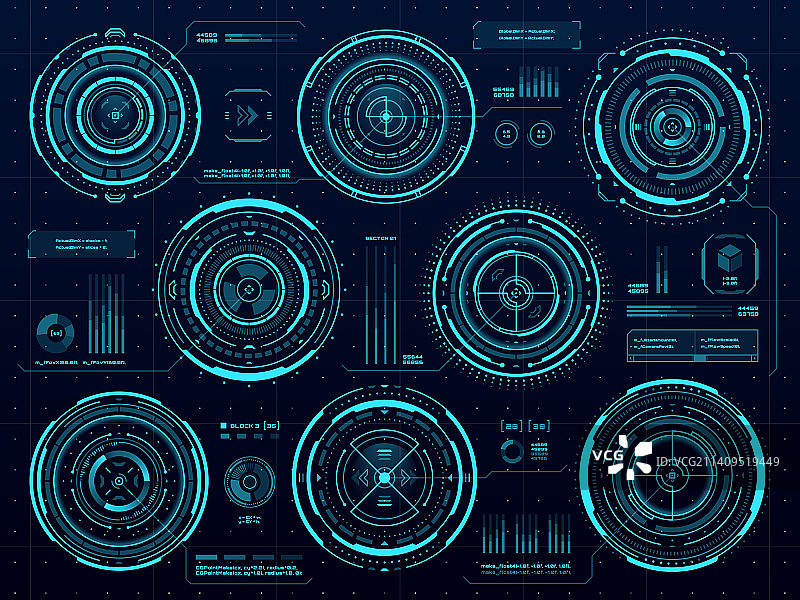 HUD圆形数据信息图数字界面图片素材