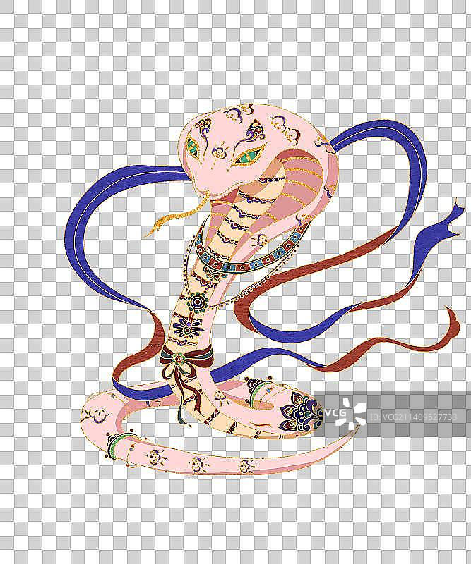 国潮风敦煌十二生肖-巳蛇图片素材