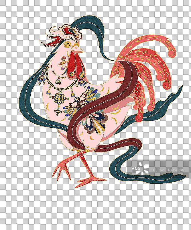 国潮风敦煌十二生肖-酉鸡图片素材