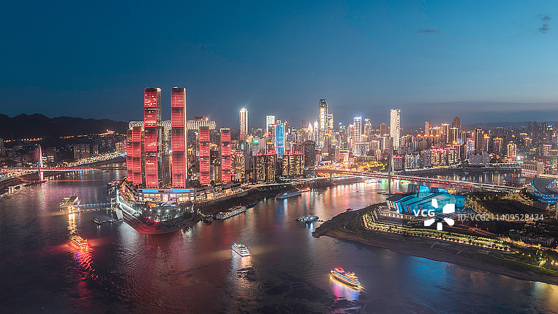 长嘉汇重庆夜景全景图片素材