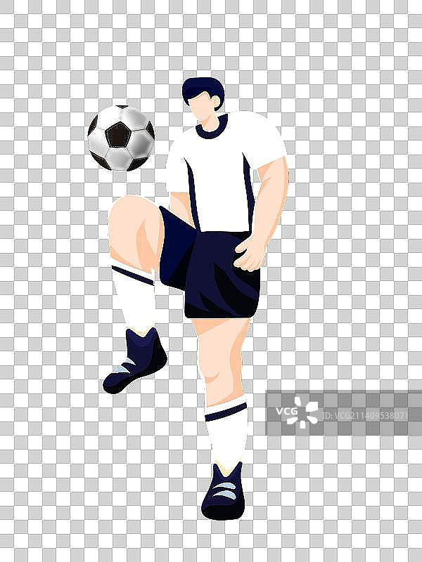 足球运动员膝盖颠球图片素材