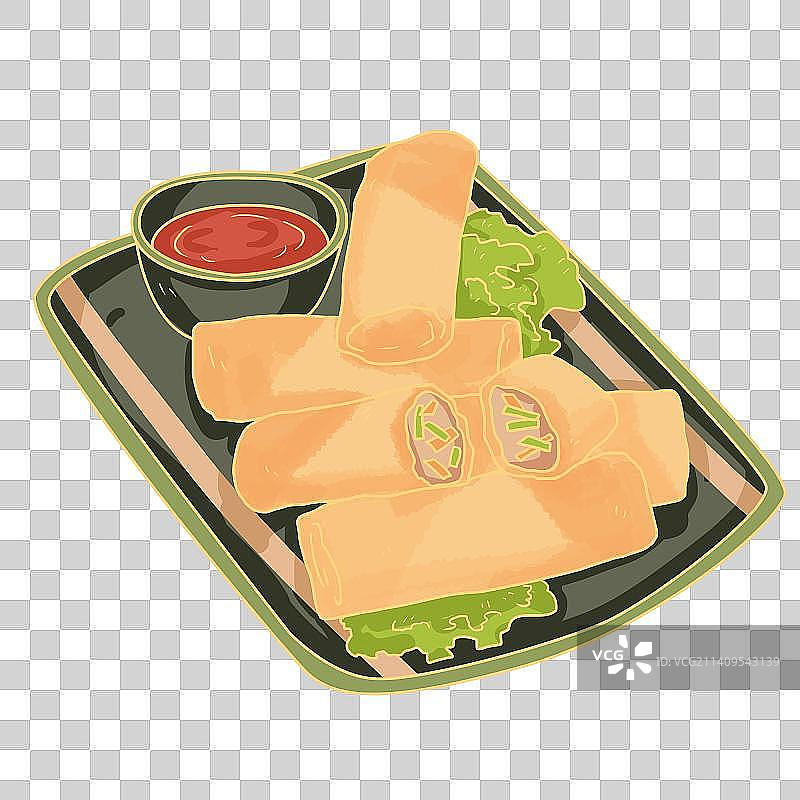 国潮风美食素材春卷图片素材