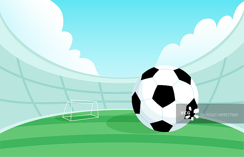 球场上的足球手绘插画图片素材