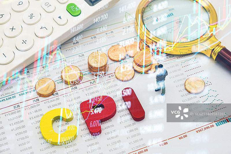 CPI消费者物价指数和金融股市行情波动图片素材