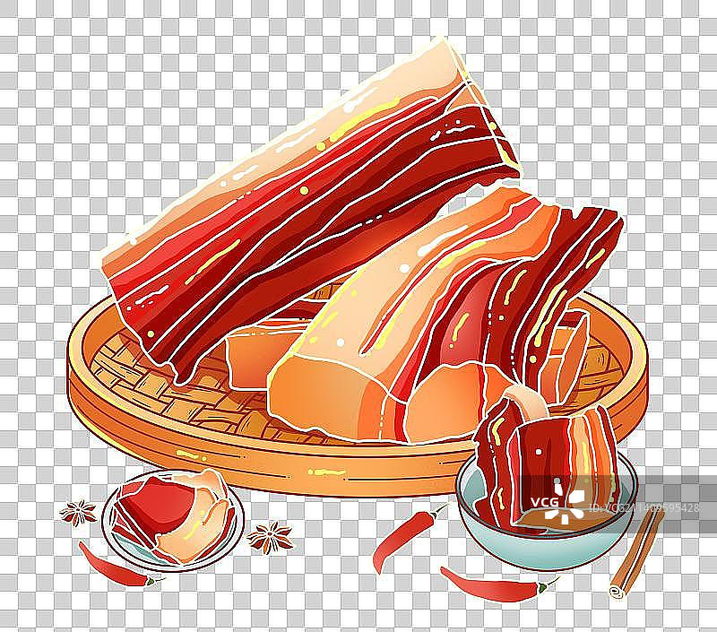 大雪节气腊肉美食插画元素图片素材