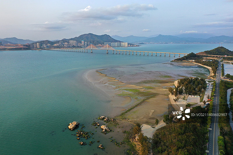 广东省惠州市惠东巽寮湾赤砂滨海公园滩涂航拍图片素材