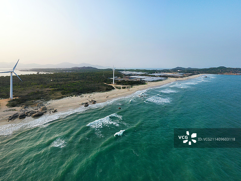 广东省汕尾市城区红海湾施公寮风车岛航拍图片素材
