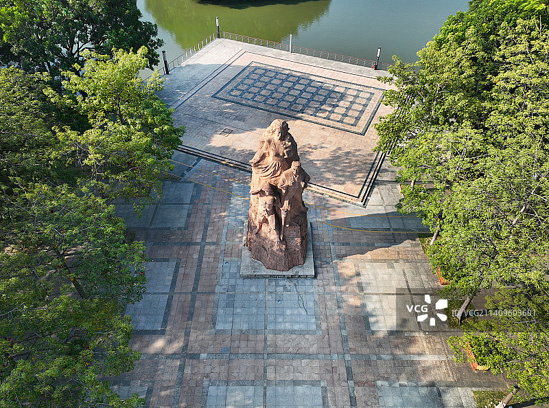 广东省佛山市顺德区北滘门广场北滘公园航拍图片素材