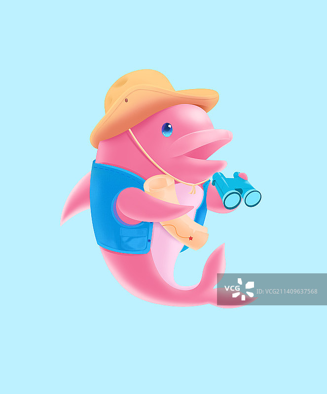 海底世界动物海豚创意冒险探险家可爱元素插画图片素材