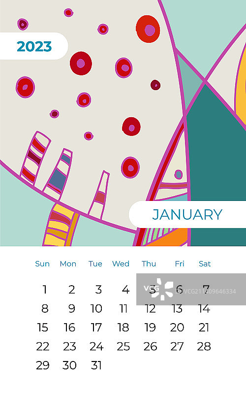 2023年1月日历抽象现代艺术图片素材