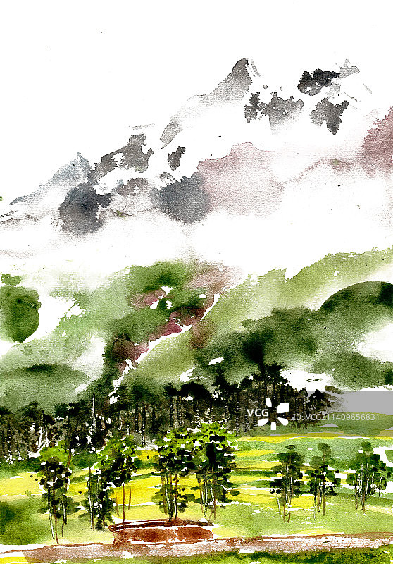 山下的绿地图片素材