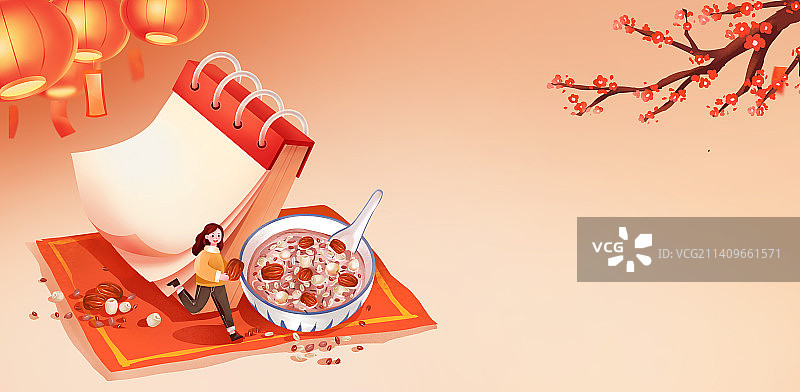 中国传统节日之腊八节插画图片素材