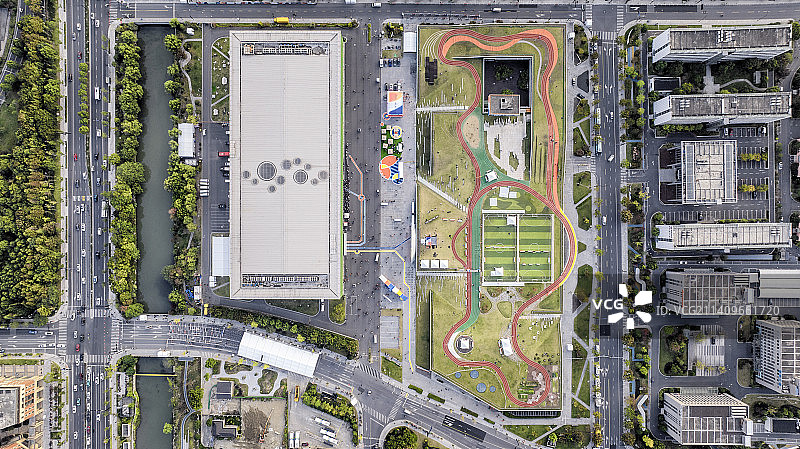 云栖小镇会展中心一期二期俯拍图片素材