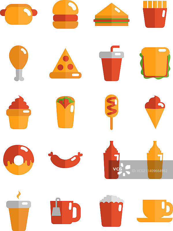 白色背景上的快餐图片素材