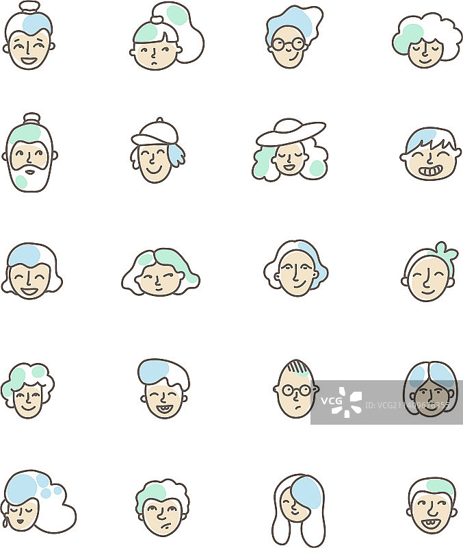 爷爷奶奶头像，白色背景图片素材