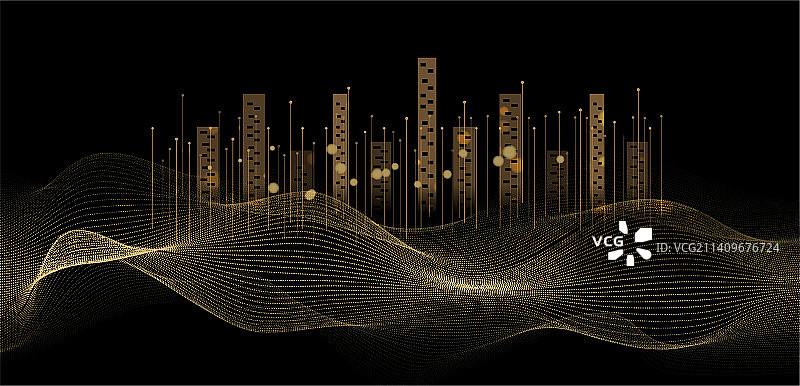 黑色背景金色线条科技感大数据矢量背景海报图片素材