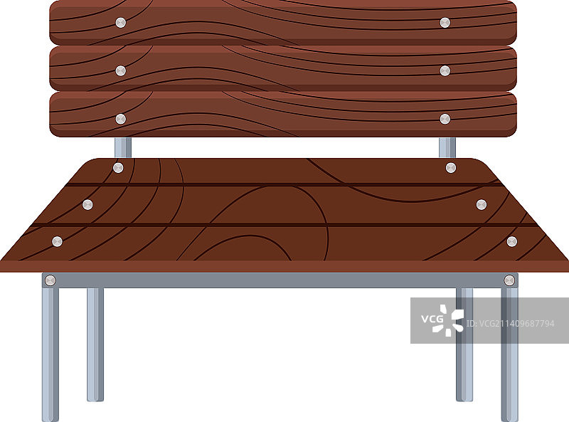 白色背景上的木质公园长椅图片素材