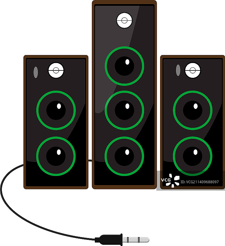 白色背景上的黑色立体声音响系统图片素材