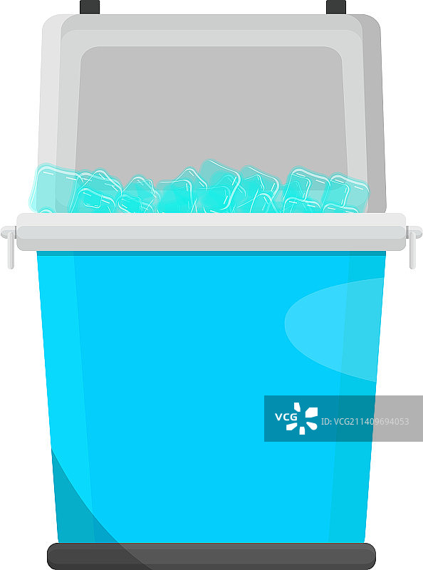 白色背景上的蓝色冰盒图片素材