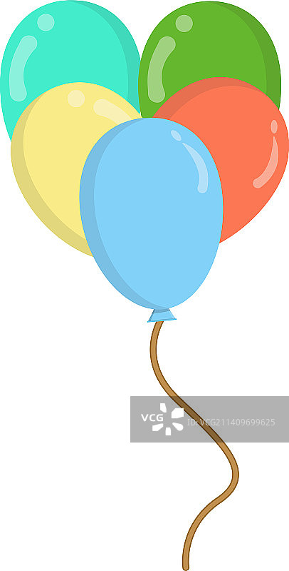 白色背景上的五个彩色气球图片素材