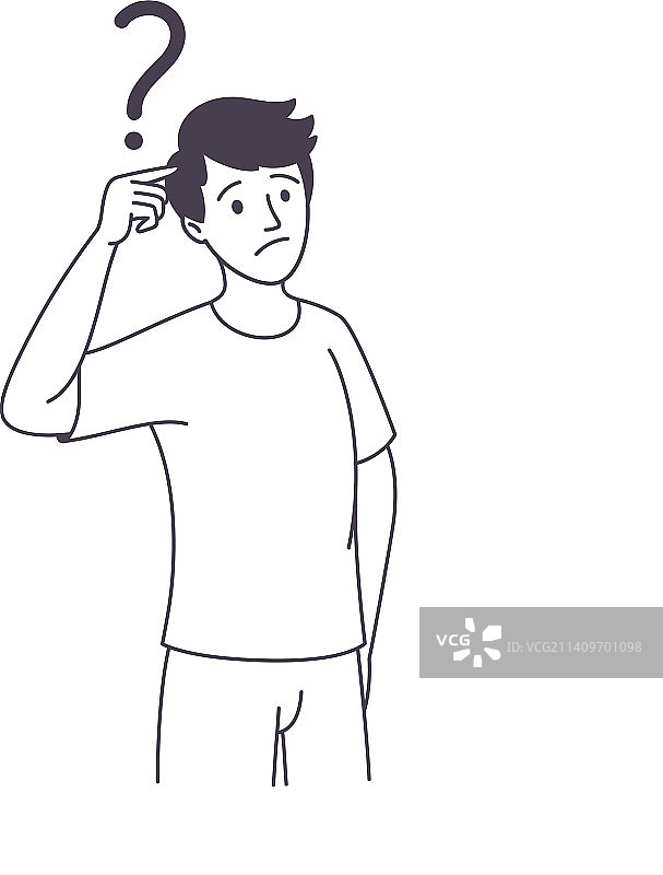 沉思的男人挠头思考问题图片素材