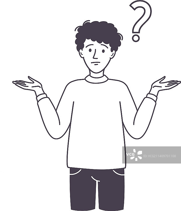 沉思的男人挠头思考问题图片素材