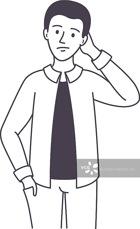 抓着头思考问题的年轻男人图片素材