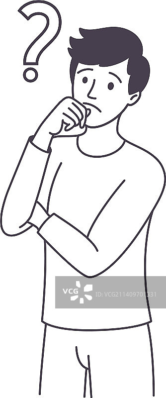 沉思的男人挠头思考问题图片素材