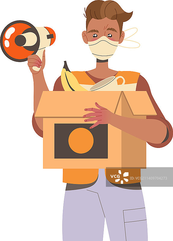 戴口罩举着纸板的青年志愿者图片素材