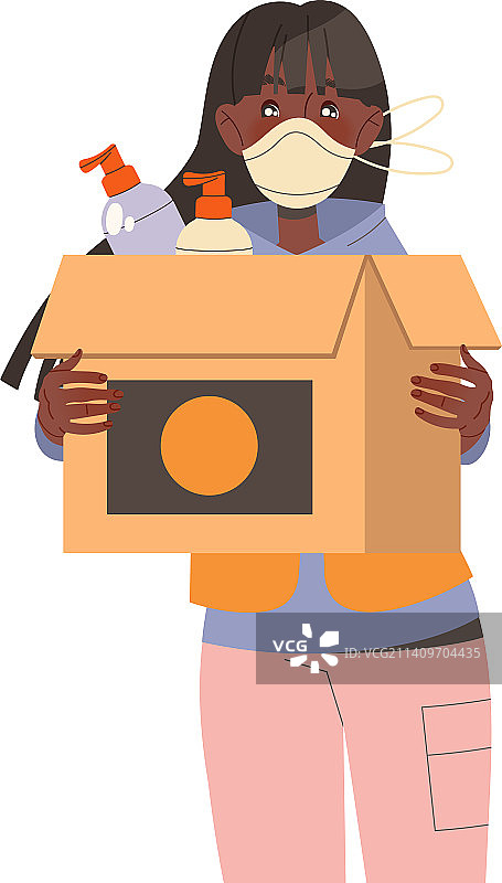 年轻女人戴着口罩做志愿者图片素材