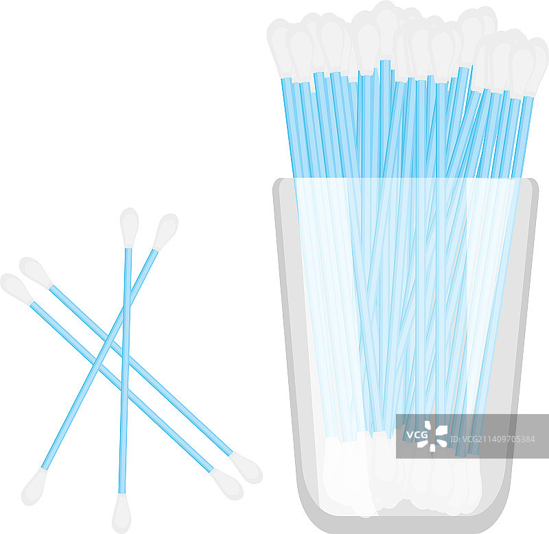 白色背景容器中的棉签图片素材