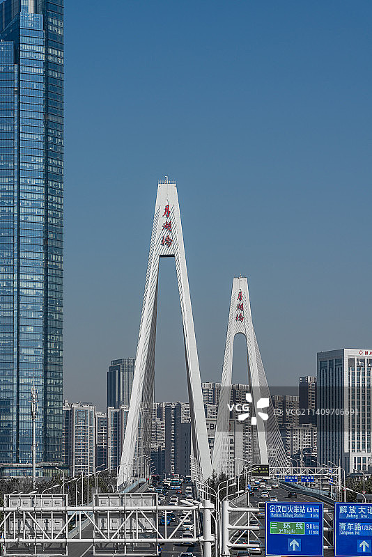 航拍武汉月湖桥图片素材