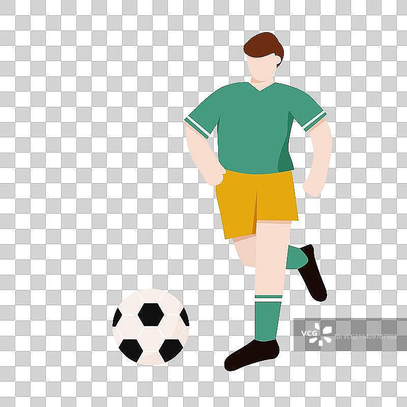 足球运动员踢球扁平插画图片素材