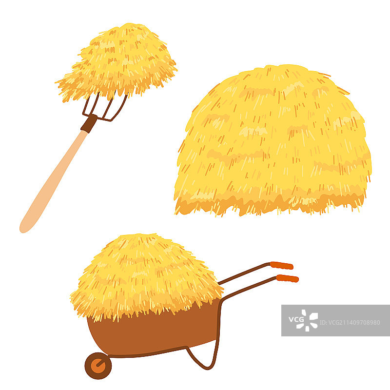 卡通风格的农业草堆图片素材