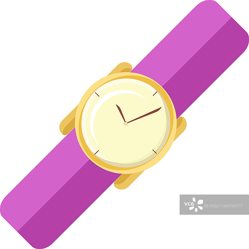 白色背景上的金色紫色手表图片素材