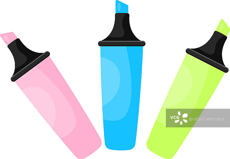 白色背景上的荧光笔图片素材