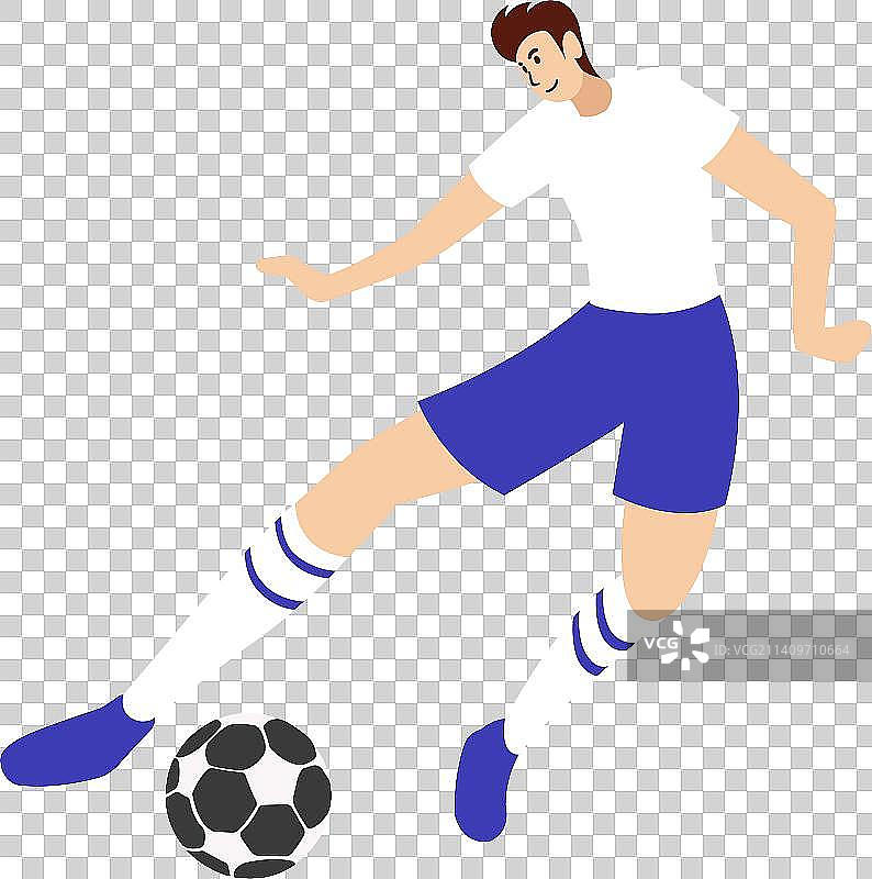 穿白色队服踢足球的人插画元素，世界杯，IP形象设计高端包装足球比赛金融互联网，足球盛宴体育项目用品图片素材