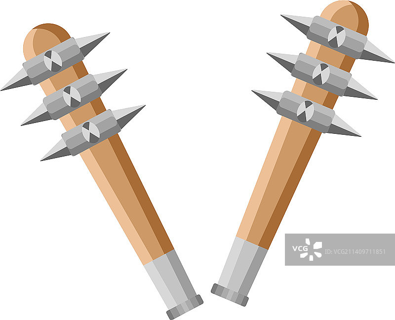 白色背景上的两把危险的狼牙棒图片素材