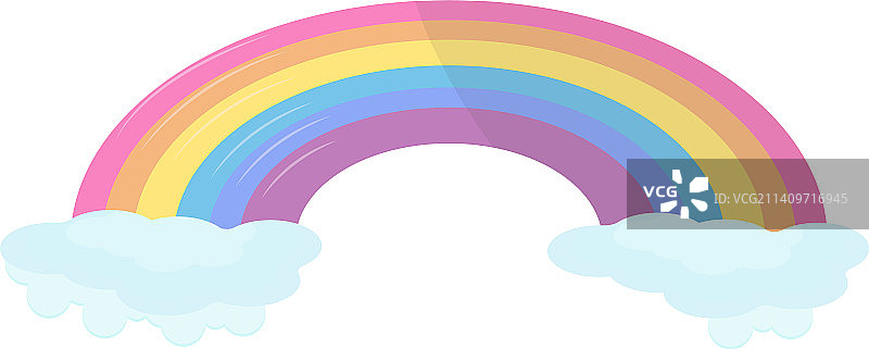 白色背景上的云中彩虹图片素材