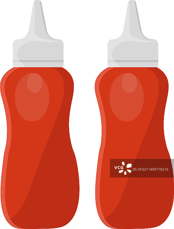 白色背景上的红色番茄酱瓶图片素材