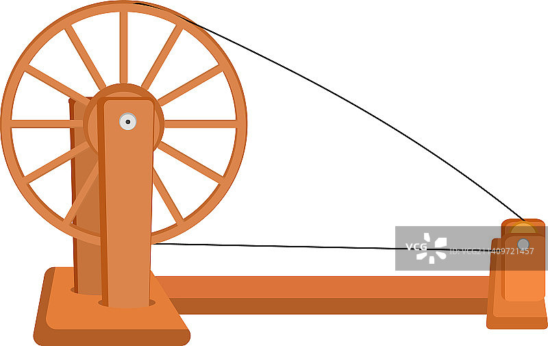 白色背景上的木制纺车图片素材
