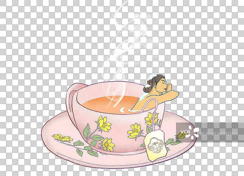 茶杯，养生，放松，插画图片素材